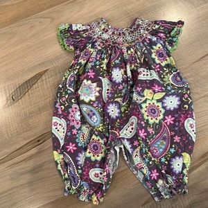 Classic Whimsy Floral, Long romper, Long bubble  6 months